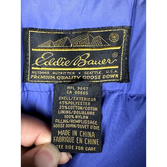 Eddie Bauer Goose Down Jacket Coat Parka Premium Q Blue Womens Small Vintage 90s - Picture 4 of 9